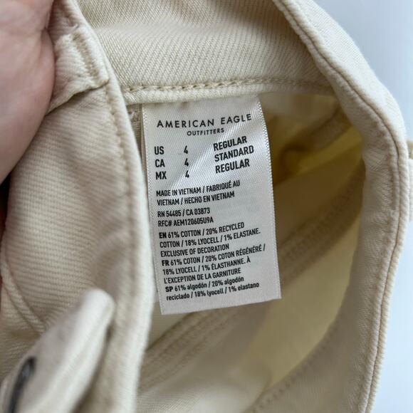 American Eagle NWT baggy wide leg high rise carpenter pants size 4 cream - Picture 9 of 11